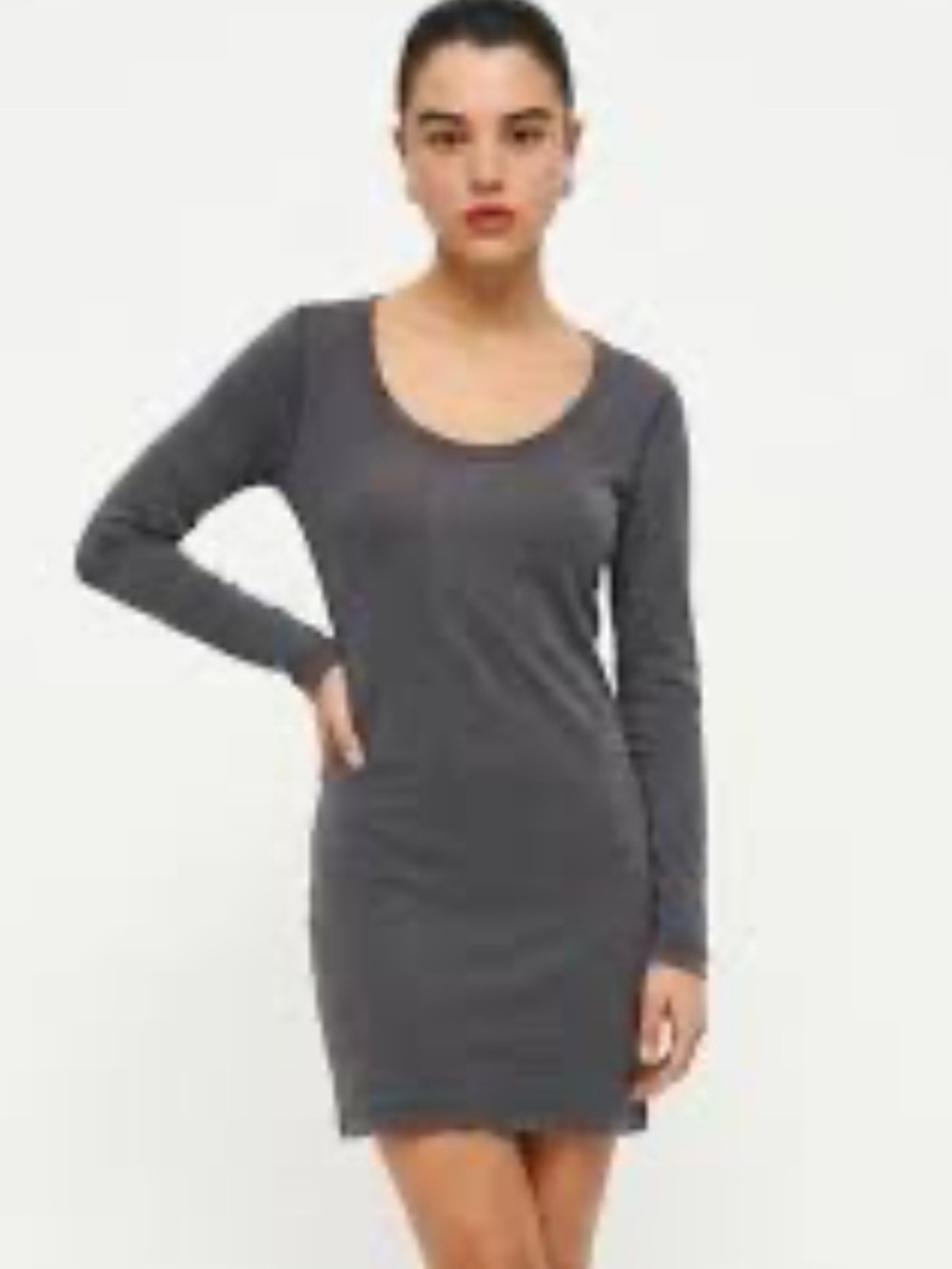 James Perse Standard ribbed long sleeve Bodycon charcoal gray mini dress Size S